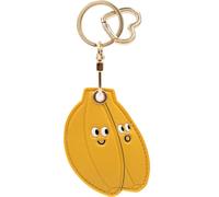 MC Fashion PU Leather Keychain Holder Case Compatible with AirTag, Cute Fruits and Vegetables GPS Tracker Case Charm Key Ring (Banana)