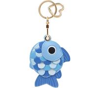 MC Fashion PU Leather Keychain Holder Case Compatible with AirTag, Cute Little Fish GPS Tracker Case Charm Key Ring (Blue)