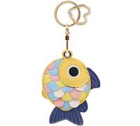 MC Fashion PU Leather Keychain Holder Case Compatible with AirTag, Cute Little Fish GPS Tracker Case Charm Key Ring (Yellow)