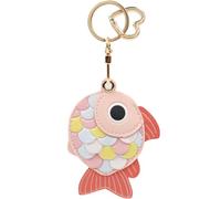 MC Fashion PU Leather Keychain Holder Case Compatible with AirTag, Cute Little Fish GPS Tracker Case Charm Key Ring (Pink)