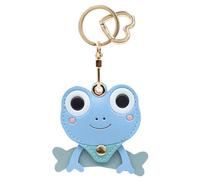 MC Fashion PU Leather Keychain Holder Case Compatible with AirTag, Cute Little Frog GPS Tracker Case Key Ring Charm (Blue)
