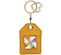 MC Fashion PU Leather Keychain Holder Case Compatible with AirTag, Cute Pinwheel GPS Tracker Case Charm Key Ring (Yellow)