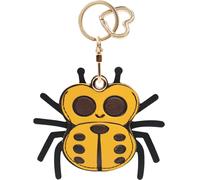 MC Fashion PU Leather Keychain Holder Case Compatible with AirTag, Cute Spider GPS Tracker Case Charm Key Ring (Yellow)