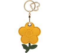 MC Fashion PU Leather Keychain Holder Case Compatible with AirTag, Cute Sunflower GPS Tracker Case Charm Key Ring (Flower/Yellow)