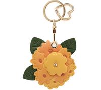 MC Fashion PU Leather Keychain Holder Case Compatible with AirTag, Hydrangea Flower GPS Tracker Case Charm Key Ring (Yellow)