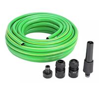 Mc G Reinforced Hose Set - Garden Green Hose Pipe Reel Watering HOSEPIPE Triple Layer with Connectors (15M) Extra Strength Suitable with Sprinkler, Nozzle or Pressure Washer.