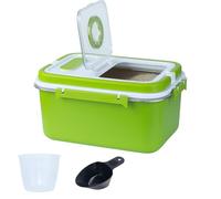 MC MEICHUANG 10L Stainless Steel Rice Storage Container, Food Dispenser with Airtight Flip Lid, Kitchen Canister for Rice Flour Sugar Grain Baking Supplies Pet Food (Green)