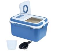 MC MEICHUANG 10L Stainless Steel Rice Storage Container, Food Dispenser with Airtight Flip Lid, Kitchen Canister for Rice Flour Sugar Grain Baking Supplies Pet Food (Blue)