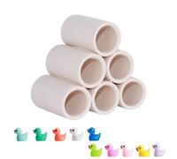 MC MEICHUANG 6-Tube Aquarium Ceramic Shelter House for Shrimp & Small Fish Breeding Hiding Tubes, Spawning Cave, Beige Tank Decoration for Freshwater Saltwater with 10 Small Duck Accessories(L)