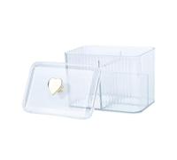 MC MEICHUANG Q-tip Holders with Lids, Clear Cotton Pad Organiser for Bathroom & Dressing Table with 3-Section- Storage for Cotton Swabs, Balls, Floss & Cosmetics(Transparent)