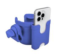 MC MICUS 2-in-1 Stroller Cup Holder Universal Pram & Buggy Cup Holder with Phone Mount Adjustable Bottle Holder for Pushchair, Wheelchair & More (Blue 2-1)