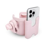 MC MICUS 2-in-1 Universal Stroller Cup Holder with Phone Holder | Secure Drink Organiser for Wheelchair, Pushchair, Buggy, Bike, Walker | Baby Essentials & New Mum Gifts (Pink)