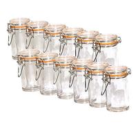 mc-piercing Trend 12er Set of Glass Jam Jar with Silicone Ring and Clip Fastening Size: 70ml of Choice of glass storage jar