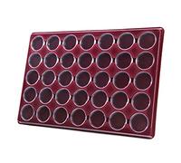 MC.Sammler Coin Tray, 1 x tray with protective lid, 35 x coin capsules for 10 Euro, 20 Euro, 10 DM coins, 33.1 cm x 22.3 cm red velour, scratch-resistant plastic, transparent