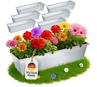 MC-Trend Euro Pallet Flower Box - Galvanised Metal - Weatherproof + Rustproof - Pallet Balcony Box with Drainage Holes - 38.1 x 13 x 9 cm - 247 g - UV Resistant - Stackable - Various Sets (6)