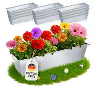 MC-Trend Euro Pallet Flower Box - Galvanised Metal - Weatherproof + Rustproof - Pallet Balcony Box with Drainage Holes - 15 x 5.1 x 3.5 inches - 8.71 oz. - UV Resistant - Stackable - Various Sets (24)