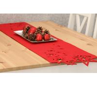 MC-Trend Felt Table Runner "Starry Night" 140 x 24 cm Made of 3 mm Thick Felt Tablecloth Table Decoration Underlay Table Runner Place Mats for Christmas (Red I)