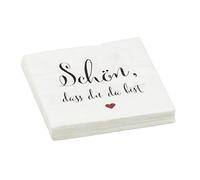 MC Trend Pack of 40 Paper Napkins with Sayings 3-Ply 33 x 33 cm Celebration Party Birthday Guest Table Decoration (Schön, dass du da bist)