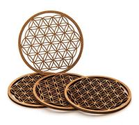 MC-Trend Wooden Life Flower Sculpture, 2x 6.69 in, 4x 3.94 in, 4x 2.76 in (4x 2.76 in), Brown, Rustic, Garden, Tropical, Water Resistant