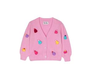 MC2 Saint Barth Kids beanie-embroidered ribbed-knit cardigan - Pink 8