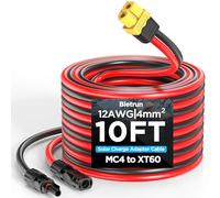 Mc4 to Xt60, 10FT Xt60 Connector Solar Charge Cable, 12AWG Pure Copper Solar Panel Mc4 to XT60 Extension Adapter Cable, Waterproof Connectors, for Solar Panel to Battery, RV, Portable Power Station