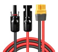 MC4 to XT60 Cable 2M/6.6FT, 12AWG Solar Connector Adapter Lead, IP67 Charging Cord with Tinned Copper Core for Portable Power Station, Generator, Foldable Panel, RV, Camping, Boat, Outdoor Use Kit