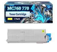 MC760 770 780 Toner Cartridge Compatible for Okidata OKI MC760 MC760dn MC770 MC770dn MC780 Printers, With Chip Large Capacity 8000 Pages (1 Pack Yellow)