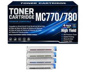 MC760 MC770 MC780 Toner Cartridges Compatible 45396204 45396203 45396202 45396201 Toner for OKI MC760dn MC760dfn MC760dnfax MC760dnvfax Printers with chip High Yield Work
