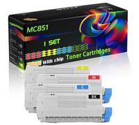 MC851 Compatible for Okidata OKI Toner Cartridges with Chip MC851 MC851cdxn MC851dn MC860cdxn MC861 MC861+ MC861cdtn MC861cdxn Printers (4-Pack BK/C/M/Y)