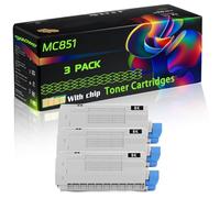 MC851 Compatible for Okidata OKI Toner Cartridges with Chip MC851 MC851cdxn MC851dn MC860cdxn MC861 MC861+ MC861cdtn MC861cdxn Printers (3 Pack Black)