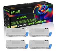 MC851 Compatible for Okidata OKI Toner Cartridges with Chip MC851 MC851cdxn MC851dn MC860cdxn MC861 MC861+ MC861cdtn MC861cdxn Printers (4 Pack Black)