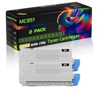 MC851 Compatible for Okidata OKI Toner Cartridges with Chip MC851 MC851cdxn MC851dn MC860cdxn MC861 MC861+ MC861cdtn MC861cdxn Printers (2 Pack Black)
