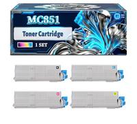 MC851 MC861 Toner Cartridge Compatible for Okidata OKI MC851 MC851cdxn MC851dn MC860cdxn MC861 MC861+ MC861cdtn MC861cdxn MC861dn Printers, With Chip Large Capacity 7000 Pages (4-Pack BK/C/M/Y)