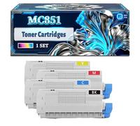 MC851 Toner Cartridges Compatible for Okidata OKI MC851 MC851cdxn MC851dn MC860cdxn MC861 MC861+ MC861cdtn MC861cdxn MC861dn Printers, With Chip Large Capacity 20000 Pages (4-Pack BK/C/M/Y)
