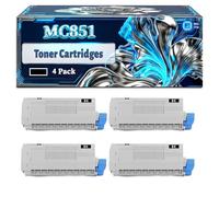 MC851 Toner Cartridges Compatible for Okidata OKI MC851 MC851cdxn MC851dn MC860cdxn MC861 MC861+ MC861cdtn MC861cdxn MC861dn Printers, With Chip Large Capacity 20000 Pages (4 Pack Black)