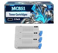 MC851 Toner Cartridges Compatible for Okidata OKI MC851 MC851cdxn MC851dn MC860cdxn MC861 MC861+ MC861cdtn MC861cdxn MC861dn Printers, With Chip Large Capacity 20000 Pages (3 Pack Black)