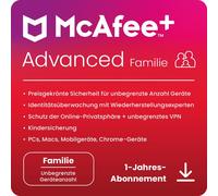 McAfee+ ADVANCED Family Security - 2+4 Nutzer / Unbegrenzte-Geräte / 1 Jahr