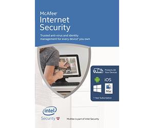 McAfee Internet Security | 10 Devices | 1 Year | PC/Mac/Android | Download Free Upgrade to latest version 2024 / 2025