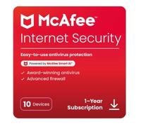 McAfee Internet Security | 10 Installations | Annual Licence | For PC, mobile & tablet