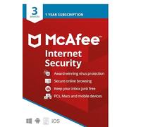 McAfee Internet Security 2022 | 03 Geräte | Antiviren- und Internet-Sicherheitssoftware | Windows/Mac/Android/iOS | 1 Jahresabonnement