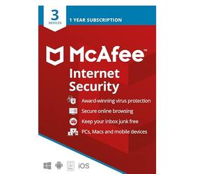McAfee Internet Security 2022 | 03 Geräte | Antiviren- und Internet-Sicherheitssoftware | Windows/Mac/Android/iOS | 1 Jahresabonnement