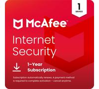 McAfee Internet Security Digital Download for 1 Device, 1 Year Subscription [Auto-Renews with McAfee], White