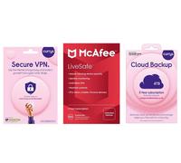 Mcafee LiveSafe (1 year for unlimited devices), Cloud Backup (4 TB, 3 years) & Secure VPN (1 year) Bundle