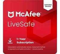McAfee LiveSafe Antivirus security 1 year(s)