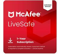 MCAFEE LiveSafe Premium Plus with new Scam Detector - 1 year (automatic renewal) for unlimited devices (download)
