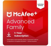 MCAFEE Plus Advanced Family - 1 year (auto renewal) for unlimited devices (download)