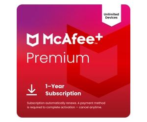 McAfee plus Premium Individual | 1 Year | Unlimited Devices | Windows - Mac - iOS - Android - ChromeOS