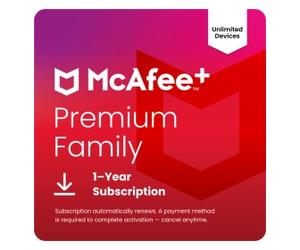 McAfee+ Premium Family 1 Year Unlimited Devices