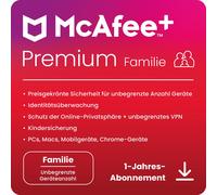 McAfee+ PREMIUM Family Security - 2+4 Nutzer / Unbegrenzte-Geräte / 1 Jahr