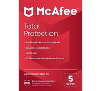 McAfee Total Protection 2023 | 5 Geräte | Virenschutz- und Internetsicherheits-Software | VPN | 1-Jahres-Abonnement | Schlüsselkarte